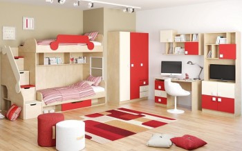 Детская комната Бэрри (Бежевый/Красный/корпус Клен) в Тальменке - talmenka.mebel54.com | фото