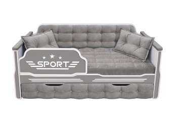 Кровать 180 серии Спорт 1 ящик 45 Серый (подушки) в Тальменке - talmenka.mebel54.com | фото