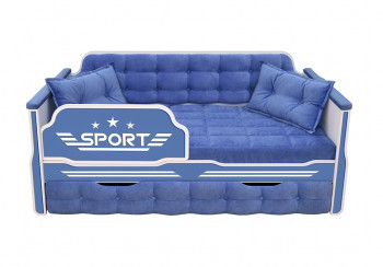 Кровать 190 серии Спорт 1 ящик 85 Синий (подушки) в Тальменке - talmenka.mebel54.com | фото