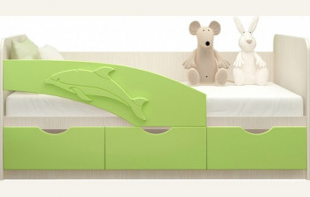 Кровать детская 1,6м Дельфин (Салатовый металлик) в Тальменке - talmenka.mebel54.com | фото