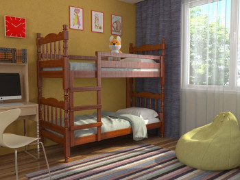 Кровать двухъярусная Соня из массива сосны 800*1890 Орех в Тальменке - talmenka.mebel54.com | фото