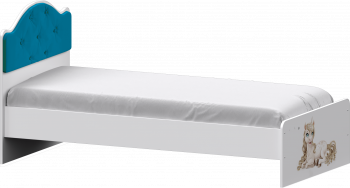 Кровать Каспер с мягкой спинкой и фотопечатью (800х1900)  Белый/Бирюза в Тальменке - talmenka.mebel54.com | фото
