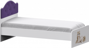 Кровать Каспер с мягкой спинкой и фотопечатью (800х2000)Белый/Фиолетовый в Тальменке - talmenka.mebel54.com | фото