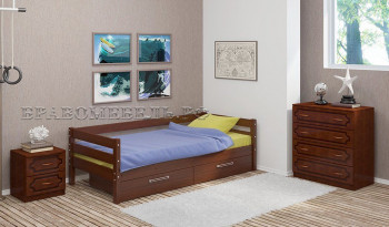 Кровать одинарная ГЛОРИЯ из массива сосны  900*2000 (Орех) в Тальменке - talmenka.mebel54.com | фото