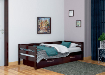 Кровать одинарная ГЛОРИЯ из массива сосны  900*2000 (Орех Тёмный) в Тальменке - talmenka.mebel54.com | фото