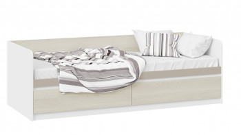Кровать «Сканди» с 2 ящиками Дуб Гарден/Белый/Глиняный серый в Тальменке - talmenka.mebel54.com | фото