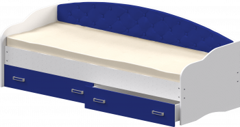 Кровать Софа-7 с мягкой спинкой (800х1900) Белый/Синий в Тальменке - talmenka.mebel54.com | фото