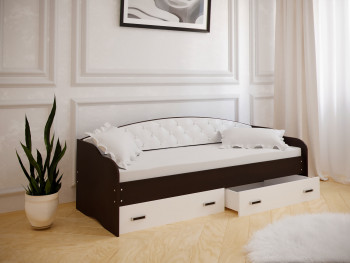 Кровать Софа-7 с мягкой спинкой (800х1900) Венге/ Белый в Тальменке - talmenka.mebel54.com | фото