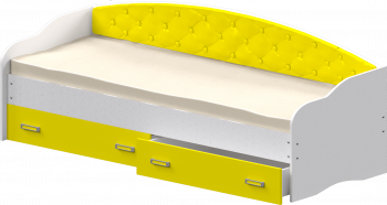 Кровать Софа-7 с мягкой спинкой (800х2000) Белый/Желтый в Тальменке - talmenka.mebel54.com | фото