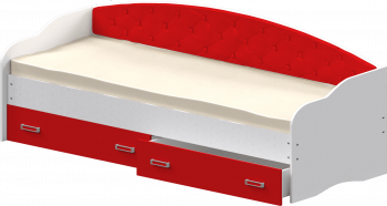 Кровать Софа-8 с мягкой спинкой (900х2000) Белый/Красный в Тальменке - talmenka.mebel54.com | фото