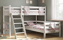 Кровать Соня вариант 8 угловая с наклонной лестницей Белый полупрозрачный в Тальменке - talmenka.mebel54.com | фото