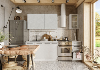 Кухонный гарнитур Нувель 1800мм белый/бетон белый в Тальменке - talmenka.mebel54.com | фото