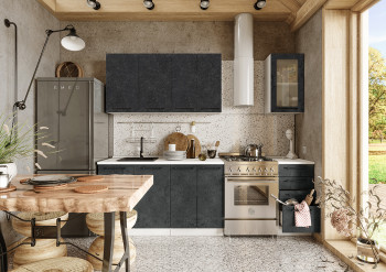 Кухонный гарнитур Нувель 1800мм белый/бетон черный в Тальменке - talmenka.mebel54.com | фото
