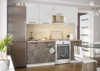 Кухонный гарнитур Нувель 2100мм белый/бетон коричневый в Тальменке - talmenka.mebel54.com | фото