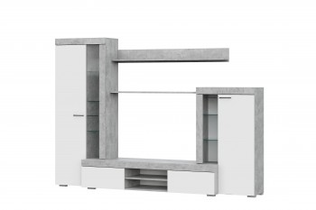 Мебель для гостиной МГС 5 Цемент светлый / Белый в Тальменке - talmenka.mebel54.com | фото