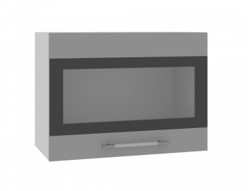 Норд ШВГС 600 Шкаф верхний горизонтальный со стеклом (Софт черный/корпус Белый) в Тальменке - talmenka.mebel54.com | фото