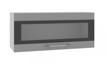 Норд ШВГС 800 Шкаф верхний горизонтальный со стеклом (Софт черный/корпус Белый) в Тальменке - talmenka.mebel54.com | фото