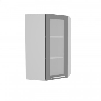 Норд ШВУС 600Н Шкаф верхний угловой (премьер) высокий (Софт черный/корпус Белый) в Тальменке - talmenka.mebel54.com | фото