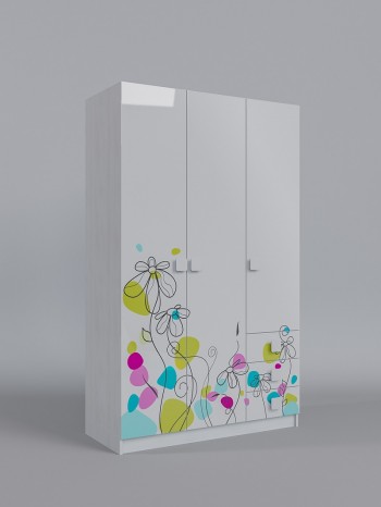 Шкаф 3-х створчатый с ящиками Флёр (Белый/корпус Выбеленное дерево) в Тальменке - talmenka.mebel54.com | фото