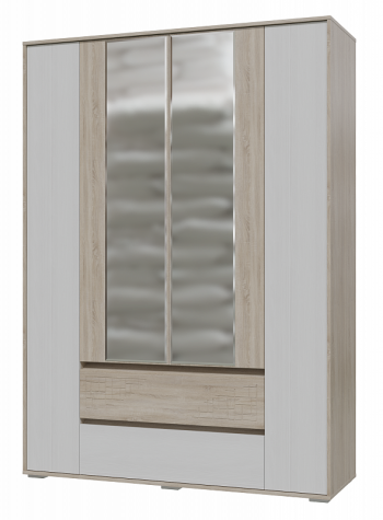 Шкаф 4-х дверный с ящиками Мальта 1600 Дуб сонома/Рамух белый в Тальменке - talmenka.mebel54.com | фото